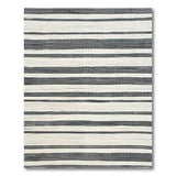 Distressed Vintage Black White Striped Woven Area Rug