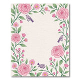 Pink Roses Birds Floral Border Rug