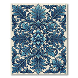 Elegant Blue Ornate Floral Area Rug