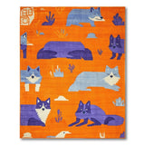 Playful Wolves Cacti Orange Area Rug