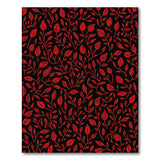 Bold Red Leaf Pattern Area Rug on Black