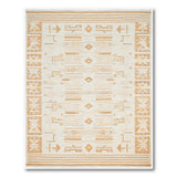 Fringed Beige Geometric Tribal Area Rug