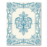 Elegant Blue Ornate Floral Frame Area Rug