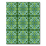 Ornate Green Teal Floral Tile Area Rug