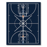 Blue and Teal Navy Basketball Court Blueprint Area Rug