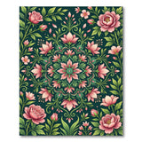 Emerald Green Pink Floral Mandala Area Rug