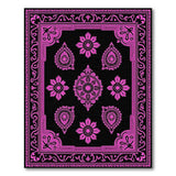 Pink Black Traditional Persian Mandala Rug