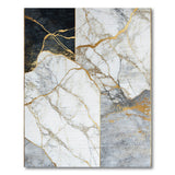 Gold Veined Cracked Marble Abstract Area Rug