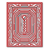 Bold Red Geometric Framed Area Rug