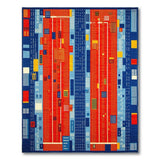 Bold Geometric Cityscape Area Rug