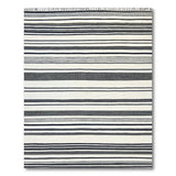 Black White Striped Fringe Woven Area Rug