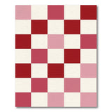 Pink Red Checkerboard Geometric Area Rug