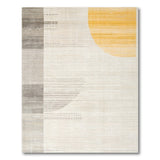 Abstract Grey Stripe Sun Area Rug with Yellow Glow