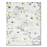 Grey Floral Vintage Area Rug with White Blooms