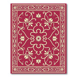 Elegant Red Persian Area Rug with Gold Vine Motifs