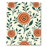 Vintage Orange Dahlia Floral Area Rug