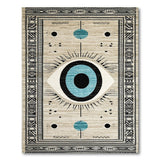 Evil Eye Tribal Area Rug in Teal and Beige