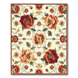 Vintage Red Floral Cream Area Rug