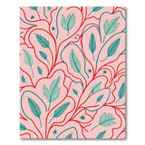 Whimsical Pink Teal Leaf Vine Area Rug