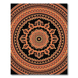 Orange Mandala Area Rug on Black
