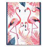 Pink Vibrant Pink Flamingo Palm Leaf Area Rug