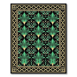 Emerald Green Art Deco Palm Frond Rug