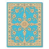Turquoise Gold Ornate Floral Persian Rug