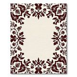 Ornate Maroon Floral Border Cream Rug
