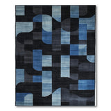 Geometric Blue Black Abstract Area Rug