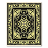 Traditional Persian Gold and Silver Ornate Black Gold Persian Area Rug