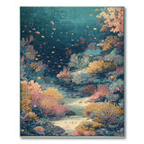 ODIKA Washable Coral Reef Area Rug - Low Pile Non-Slip Teal & Peach Underwater Art Rug