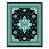 Teal Mandala Persian Area Rug on Black