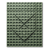 Green Waffle Grid Geometric Area Rug