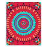 Vibrant Red Teal Mandala Tribal Rug