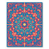 Vibrant Blue Persian Floral Mandala Rug