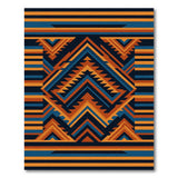 Bold Southwestern Geometric Area Rug in Navy Orange