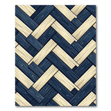 Navy Cream Herringbone Woodgrain Area Rug