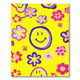 Cheerful Yellow Smiley Face Floral Area Rug