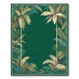 Emerald Palm Frond Border Area Rug