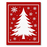 Festive White Christmas Tree Snowflakes Red Rug