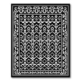 Ornate Black White Persian Area Rug