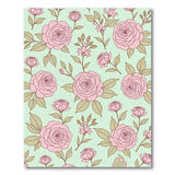 Vintage Pink Roses Mint Green Floral Area Rug