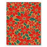 Vibrant Red Poinsettia Floral Area Rug