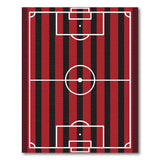 Striped Soccer Field Area Rug in Red Black