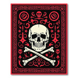 Gothic Skull Crossbones Red Border Rug