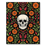 Skull with Vibrant Orange Marigolds Area Rug