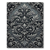 Elegant Ornate Grey Damask Area Rug