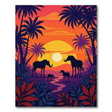 Elephant Family Sunset Silhouette Area Rug
