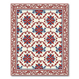 Red Blue Persian Star Floral Area Rug