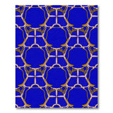 Navy Blue Gold Geometric Modern Area Rug